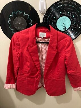 Dalia Bright Red Women's Single-Button Blazer